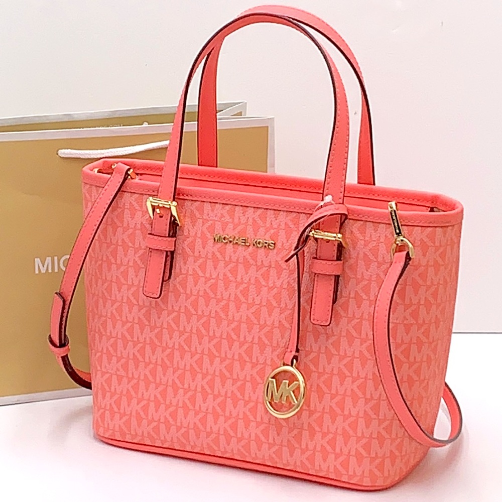 MICHAEL KORS
Jet Set Travel Extra-Small Logo Top-Zip Tote Grapefruit signature - Picture 1 of 16